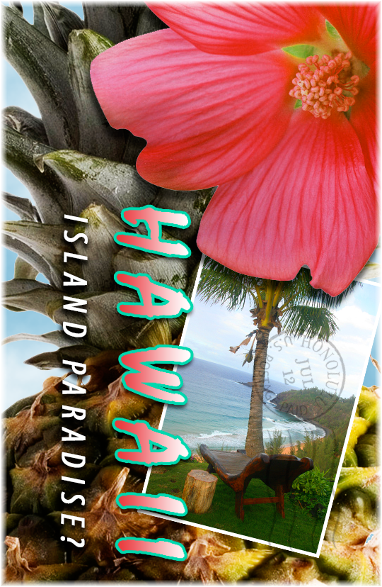 Hawai Postcard Compiled by Layering Various Images